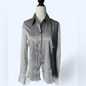 Gerry Weber Black White Striped Office Siren Pinstripe Button Up Blouse 38